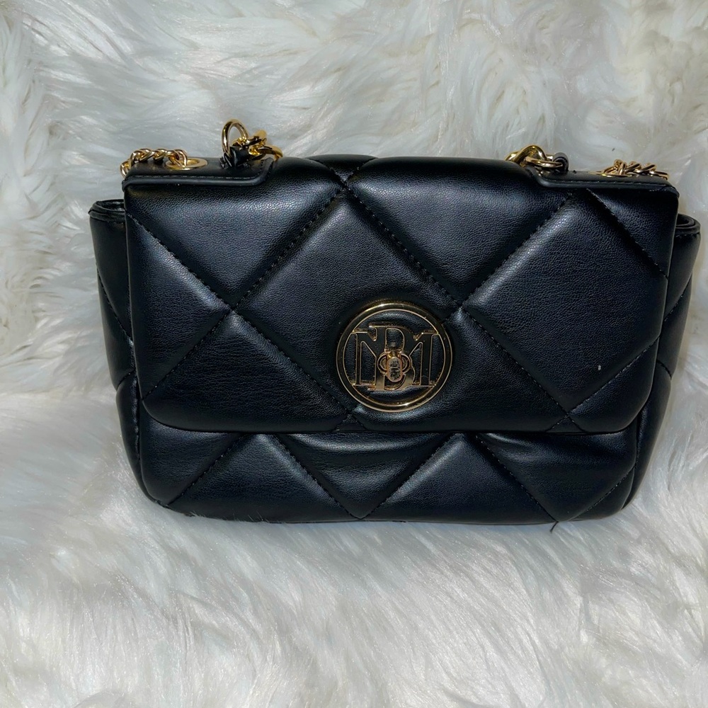 Badgley Mischka Vegan Leather Black Quilted Handbag